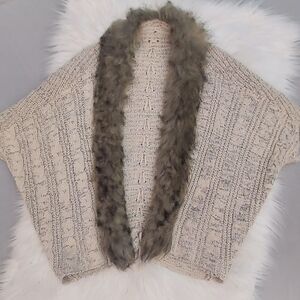 OSFM faux fur trimmed cardigan.